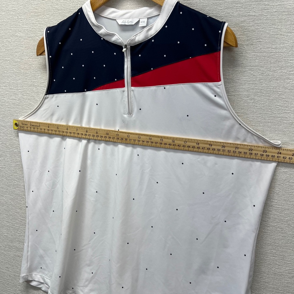 Lady Hagen Golf Polo Women XXL Quarter Zip Sleeveless Patriotic Stars Colorblock - Picture 4 of 8